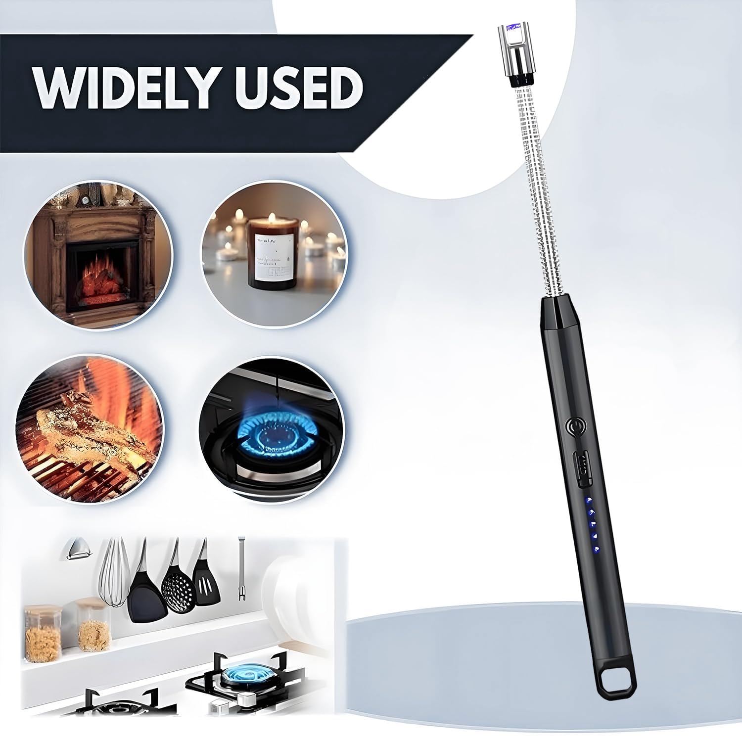BBQ Electric Candle Lighter - Rechargeable, Windproof, USB, 360° Flexible Neck Arc Lighter (Multicolor)