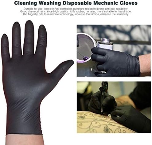 1 BOX | BLACK Nitrile Gloves, Premium Quality Disposable Gloves | Powder Free | Latex Free | Non-Sterile | Textured Gloves (100 Gloves Per Box) BLACK