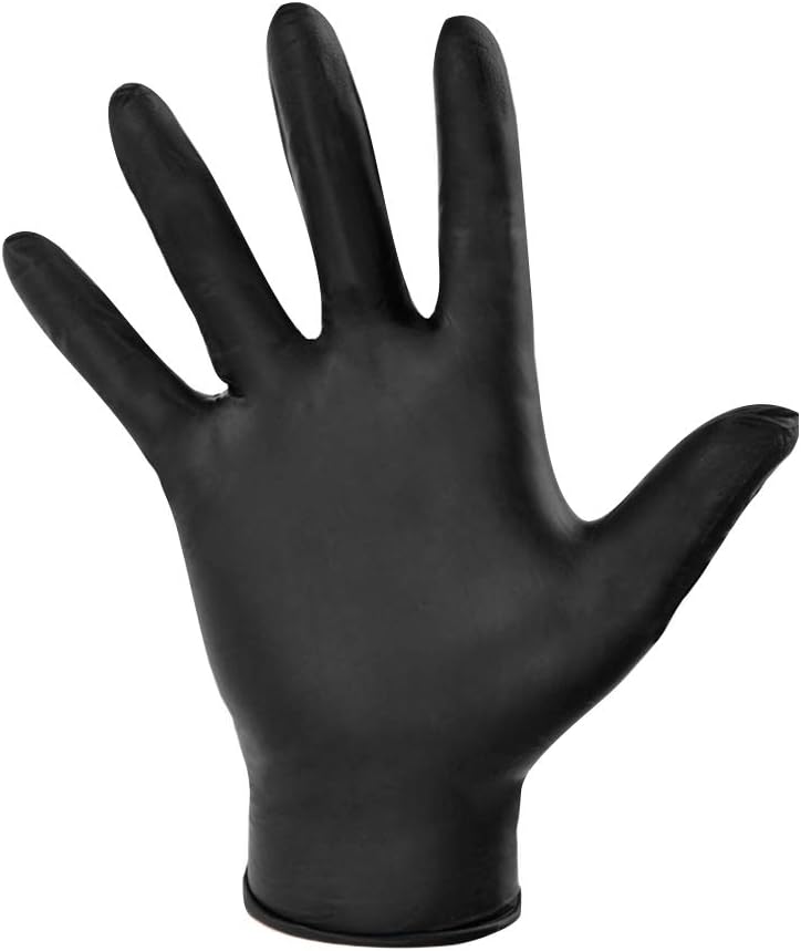 1 BOX | BLACK Nitrile Gloves, Premium Quality Disposable Gloves | Powder Free | Latex Free | Non-Sterile | Textured Gloves (100 Gloves Per Box) BLACK