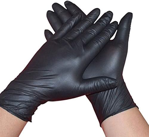 1 BOX | BLACK Nitrile Gloves, Premium Quality Disposable Gloves | Powder Free | Latex Free | Non-Sterile | Textured Gloves (100 Gloves Per Box) BLACK
