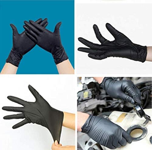 1 BOX | BLACK Nitrile Gloves, Premium Quality Disposable Gloves | Powder Free | Latex Free | Non-Sterile | Textured Gloves (100 Gloves Per Box) BLACK