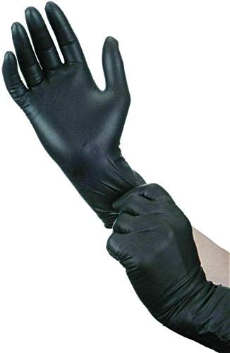 1 BOX | BLACK Nitrile Gloves, Premium Quality Disposable Gloves | Powder Free | Latex Free | Non-Sterile | Textured Gloves (100 Gloves Per Box) BLACK