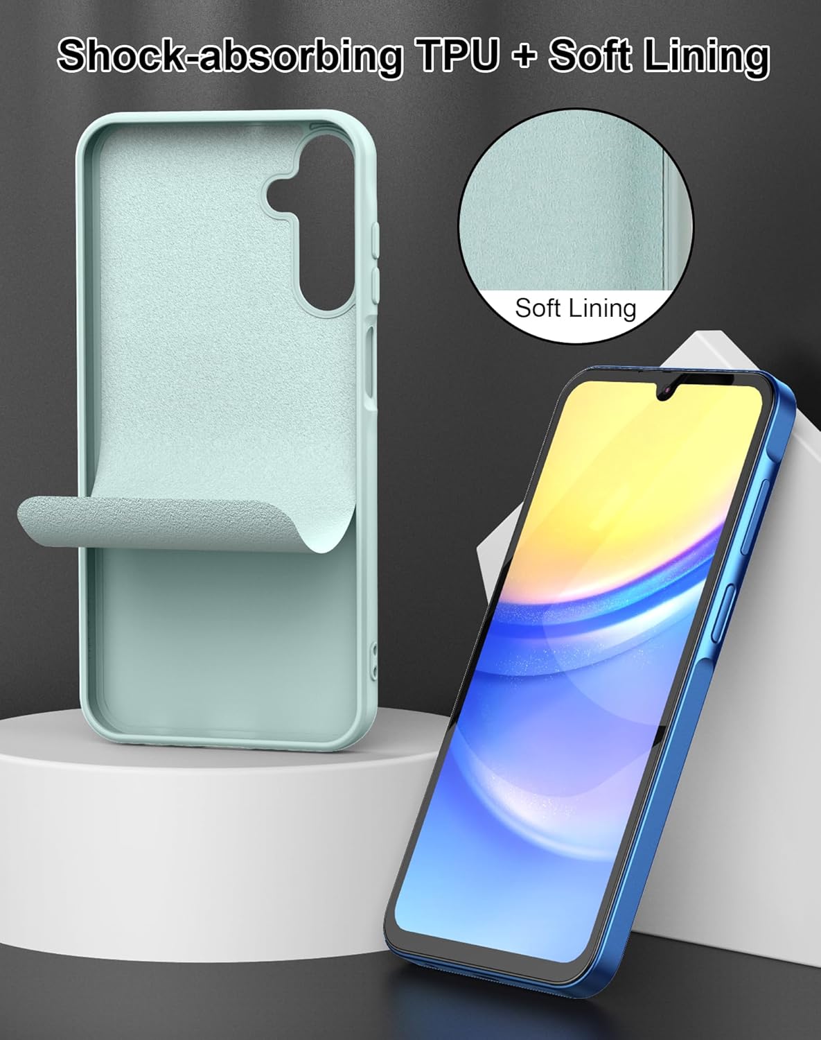 Silicone Case for Samsung Galaxy A15 5G, Liquid Gel Rubber Bumper Case with Soft Microfiber Lining Cushion Slim Hard Shell Shockproof Protective Cover for Samsung Galaxy A15 5G