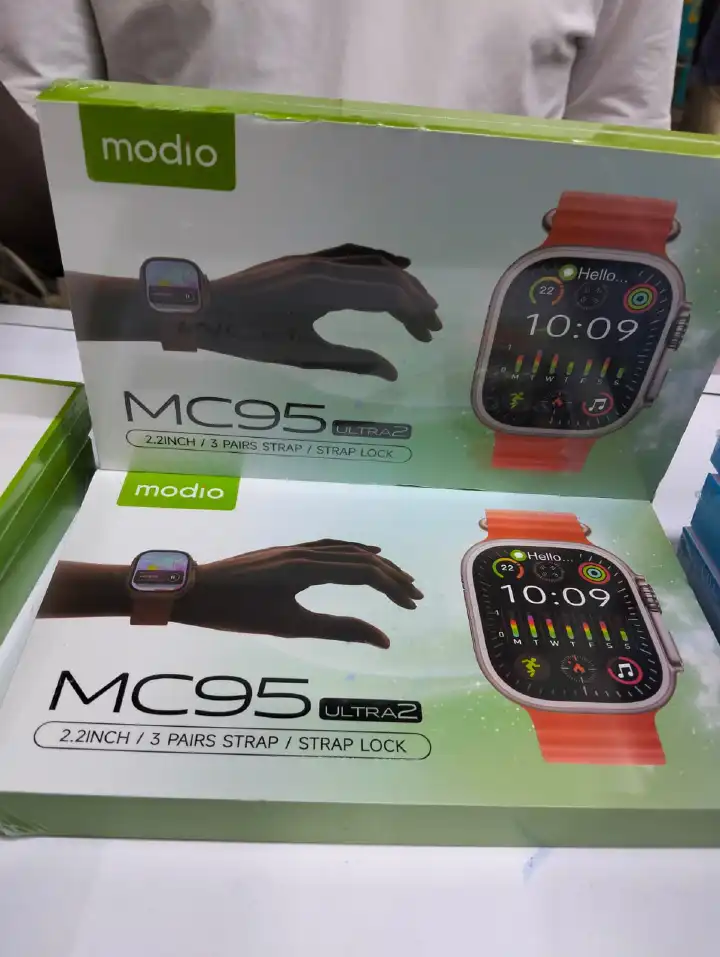 Modio MC95 Ultra 2 2.2 Inch Full Screen Display Smart Watch With 3 Straps and Wireless Charger For Ladies and Gents