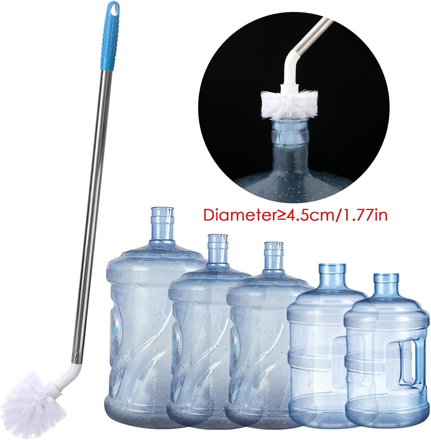 24in Bucket Brush For Cleaning  Gallon Bottle Cleaning Brush | L-shaped Cleaning Long Handle Brush | Long Carboy Brush With Light Non Slip Handle | Water Bucket Brush For Water Bottles
