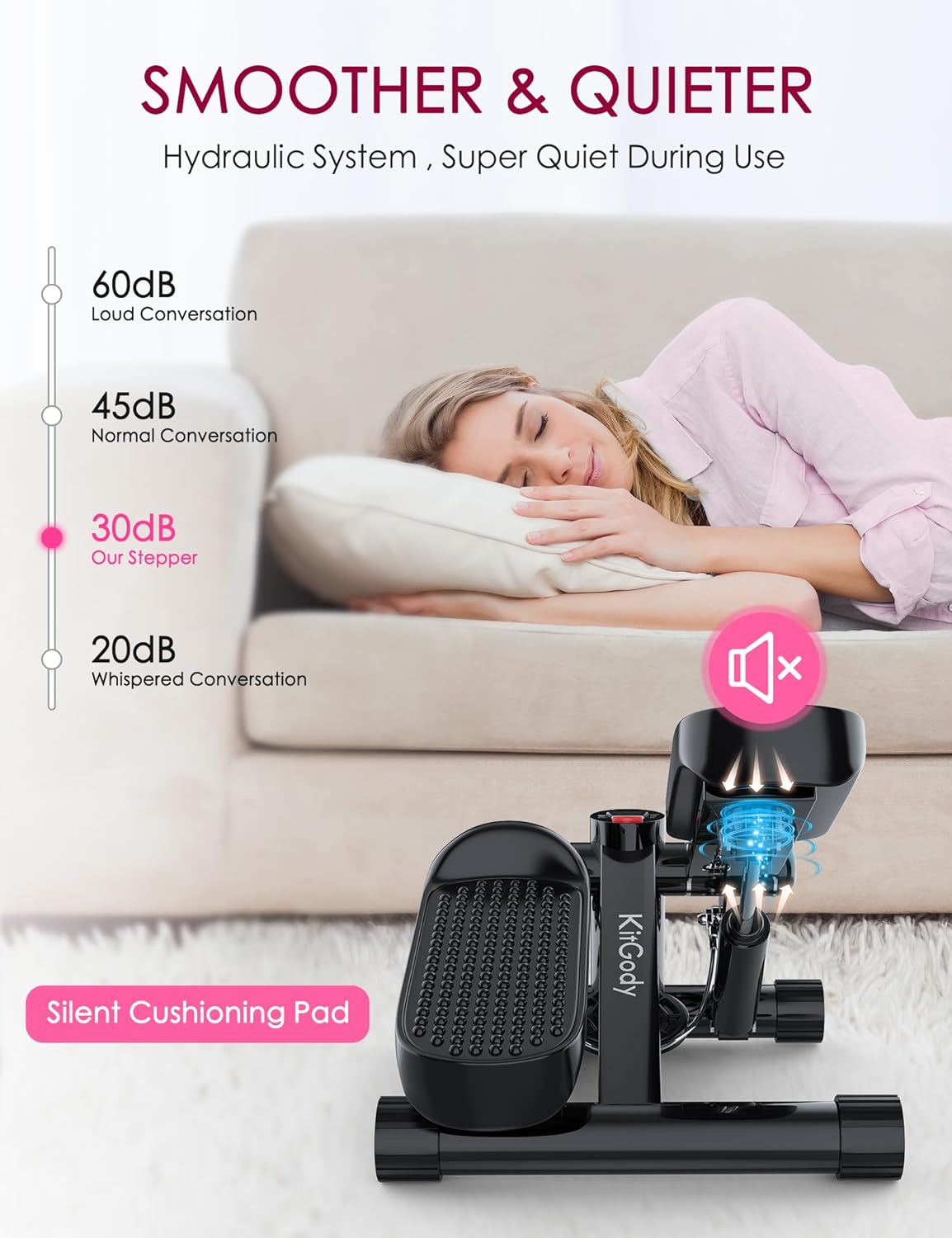 Mini Steppers for Exercise, Stair Stepper 330 lb Capacity, Workout Stepper Machine for Exercise at Home, Step Machine with Resistance Bands