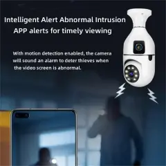 Light Bulb Security Camera Outdoor, Two-Way Intercom Body Tracking Multiple Viewers, for Home Security Recording 2-lens