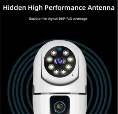 Light Bulb Security Camera Outdoor, Two-Way Intercom Body Tracking Multiple Viewers, for Home Security Recording 2-lens