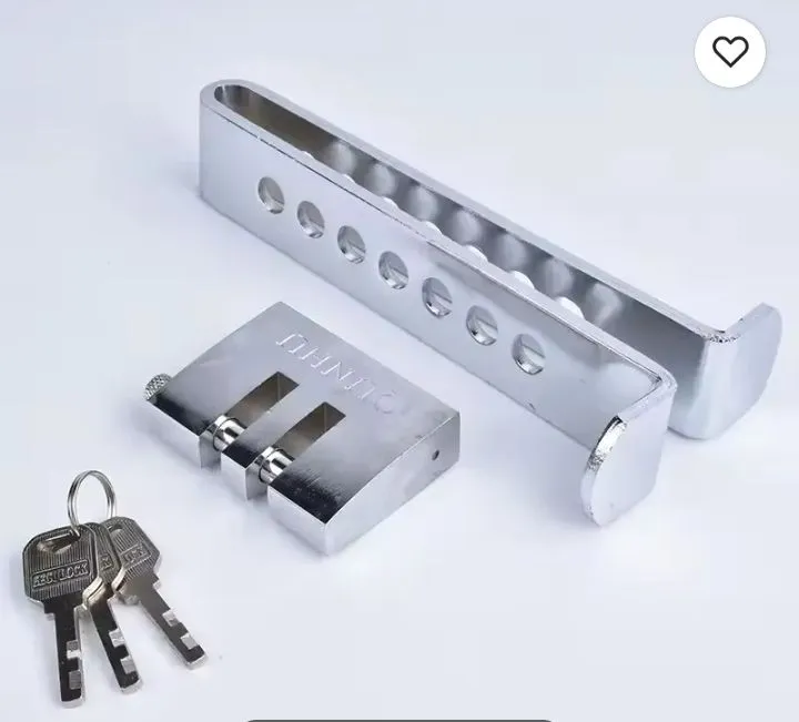 Auto Stainless Steel Pedal Lock - 8 Holes Brake Clutch Anti-Theft Device for Cars and Vehicles - Security Tool With 3 Keys