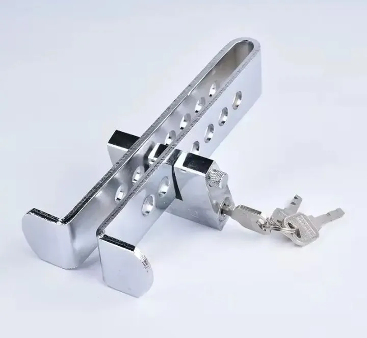 Auto Stainless Steel Pedal Lock - 8 Holes Brake Clutch Anti-Theft Device for Cars and Vehicles - Security Tool With 3 Keys