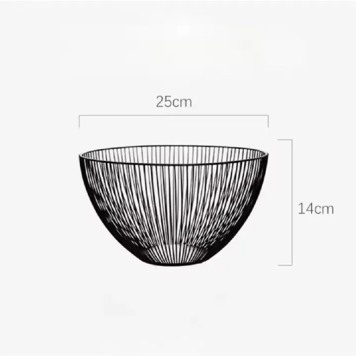Metal Wire Fruit Basket, Large Round Storage Baskets for Bread, Fruit, Snacks, Candy, Households Items. Fashion Fruit Bowl Decorate Living Room, Kitchen, Countertop (Black)