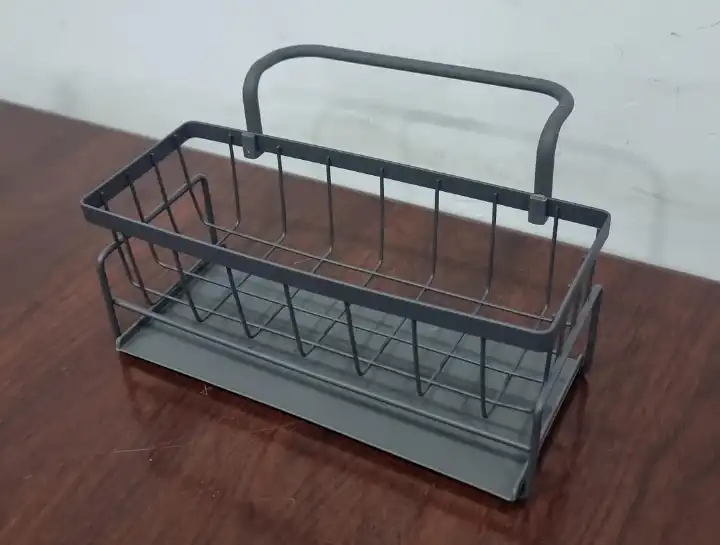 Sink Organizer with Drip Tray 45° Inclined, Dish Soap Sponge Holder, Kitchen Bathroom Stainless Steel Sink Caddy, with Cleaning Towel Rod