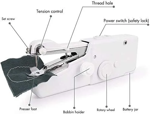 Portable Mini Sewing Machine - Handheld Electric Quick Handy Stitch Tool for Fabric, Clothing, Kids Cloth - Home and Travel Use