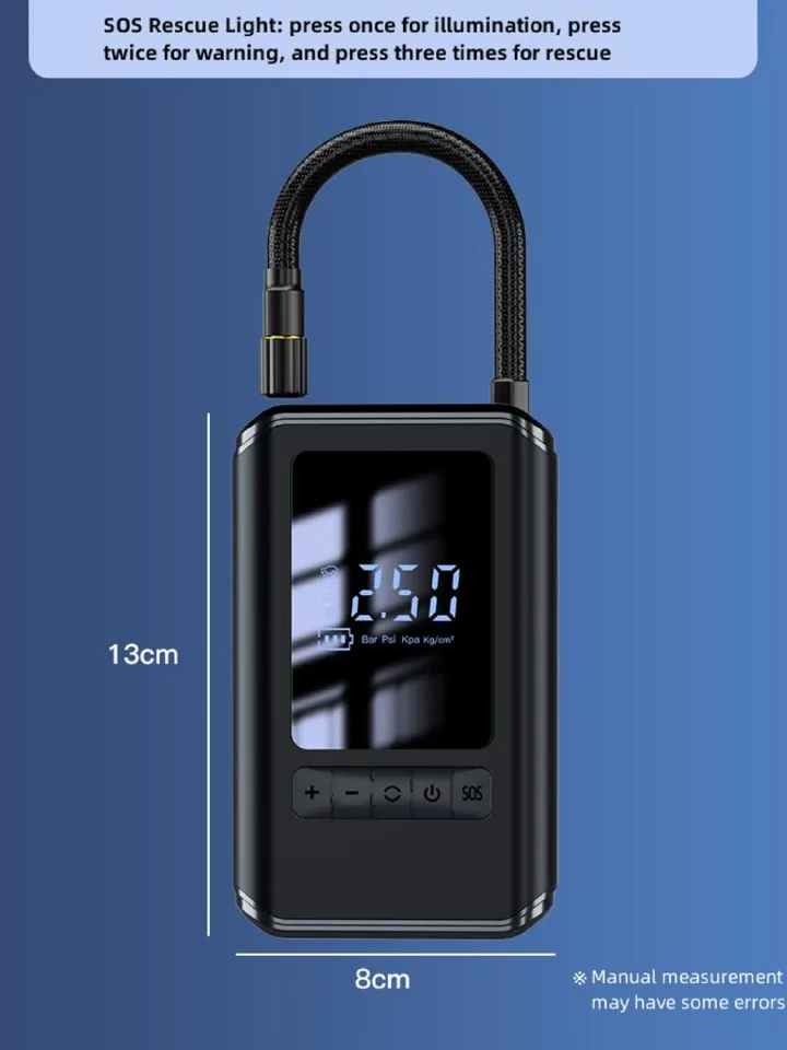 Portable Electric Air Compressor, 130 PSI Tire Inflator with Digital Pressure Detection for Car Bike Scooter Ball