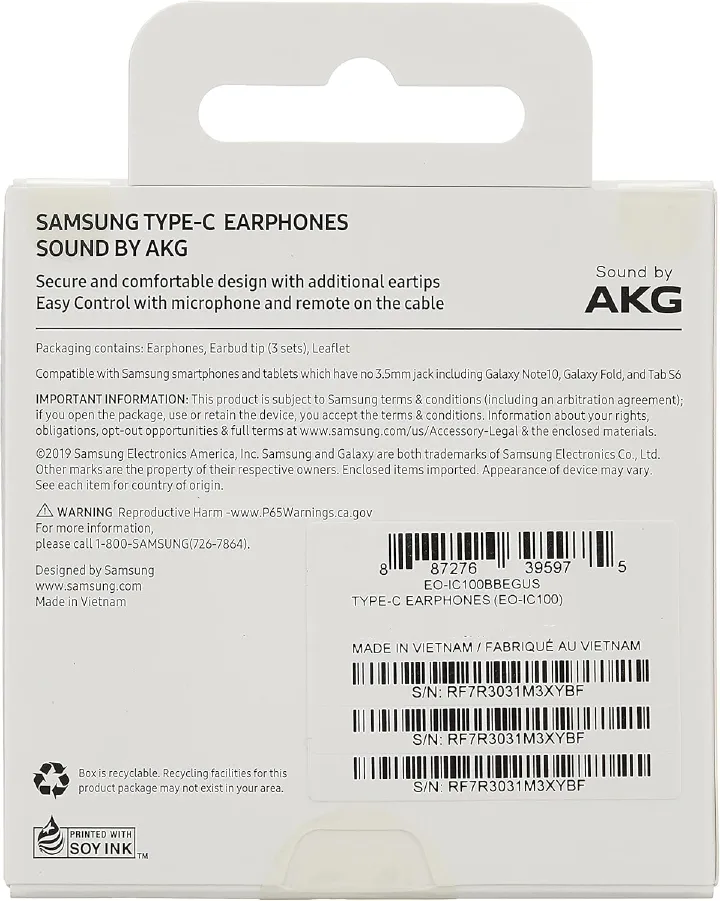 Samsung AKG Type-C Earphone SAMSUNG EO-IC100BBEGUS Corded Type-C Earphones, Black,