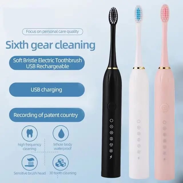 Rechargeable Toothbrushes with Case, Rechargeable Electric Toothbrush | Electric Toothbrush for Adults - Rechargeable, Lasts 180 Days, Deep Cleaning, with 3 Brush heads