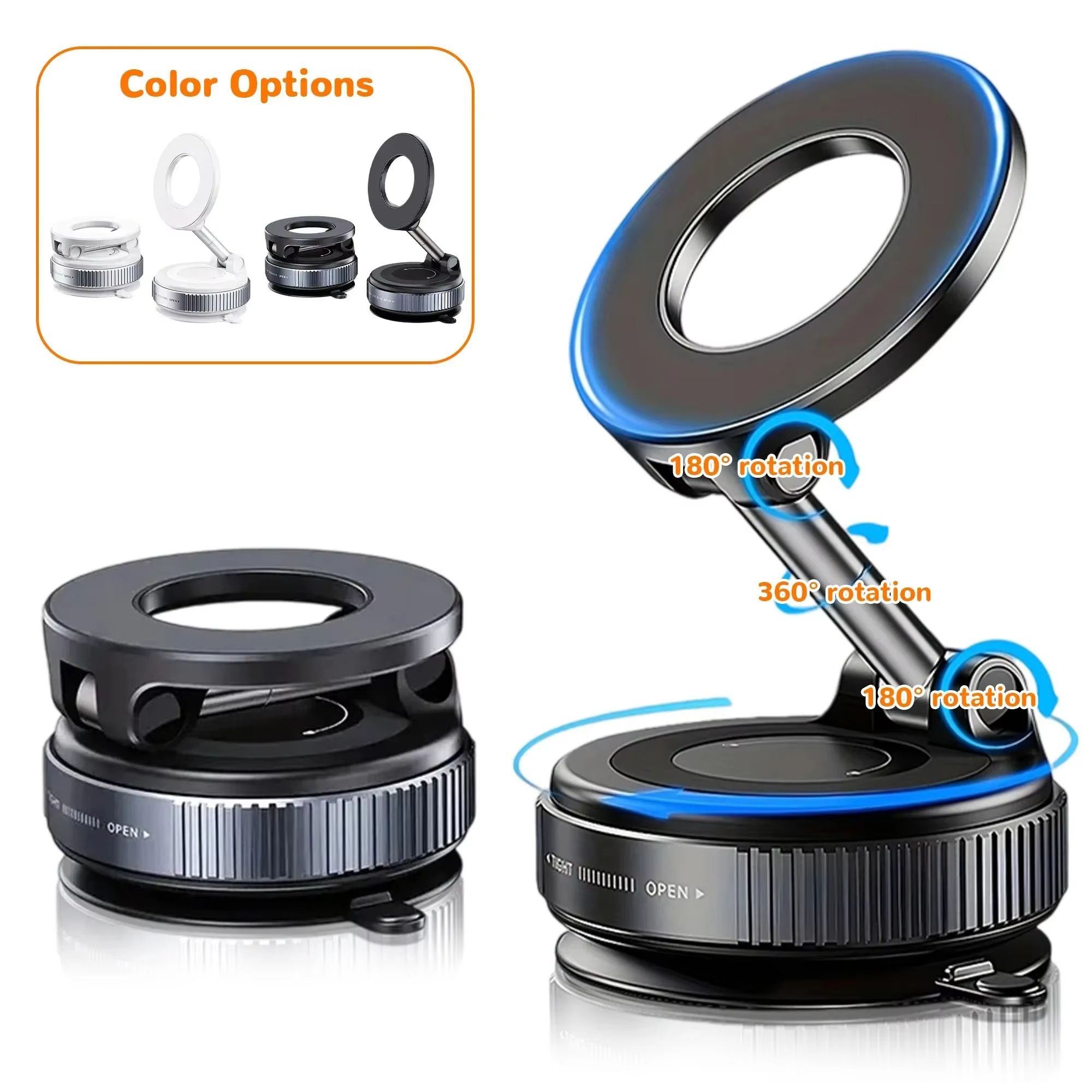 Car Vacuum Magnetic Phone Holder Portable 360°multifunctional Foldable Rotatable Suction Cup Stand for Iphone 16 Samsung Bracket