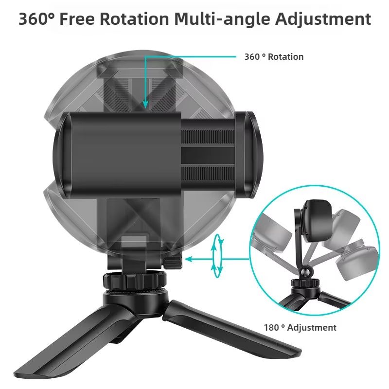 Adjustable Phone Tripod Stand Portable Foldable Desktop Holder 360 Rotatable Selfie Stick Live Streaming Stabilizer Compact