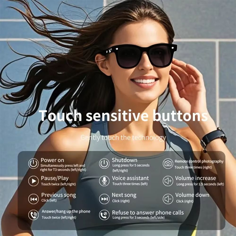 Smart Glasses Bluetooth Call Smart Sunglasses Outdoor Travel Runing Fishing Cycling Smart Sunglasses for Men Women