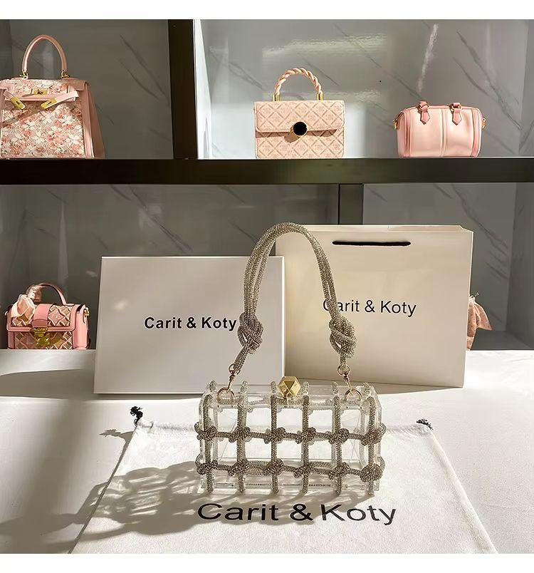 Luxury Glitter Knotted Rope Acrylic Box Women Handbag Rhinestones Diamond Evening Bag Wedding Party Clutch Purse Shoulder Bag