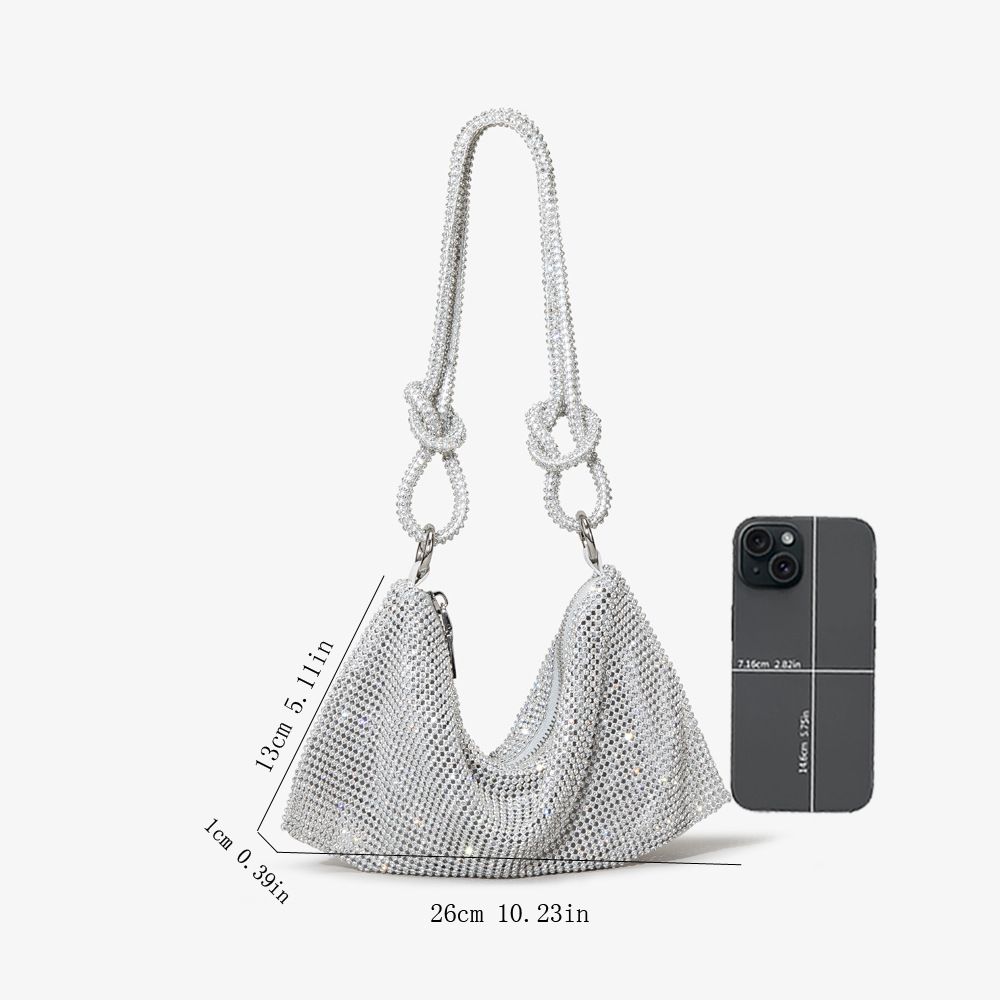 2025 New Ladies' Rhinestone Underarm Bag, Fully-Diamond-Studded Handbag, Pink Small Tote Bag, Women's Diamond Bag