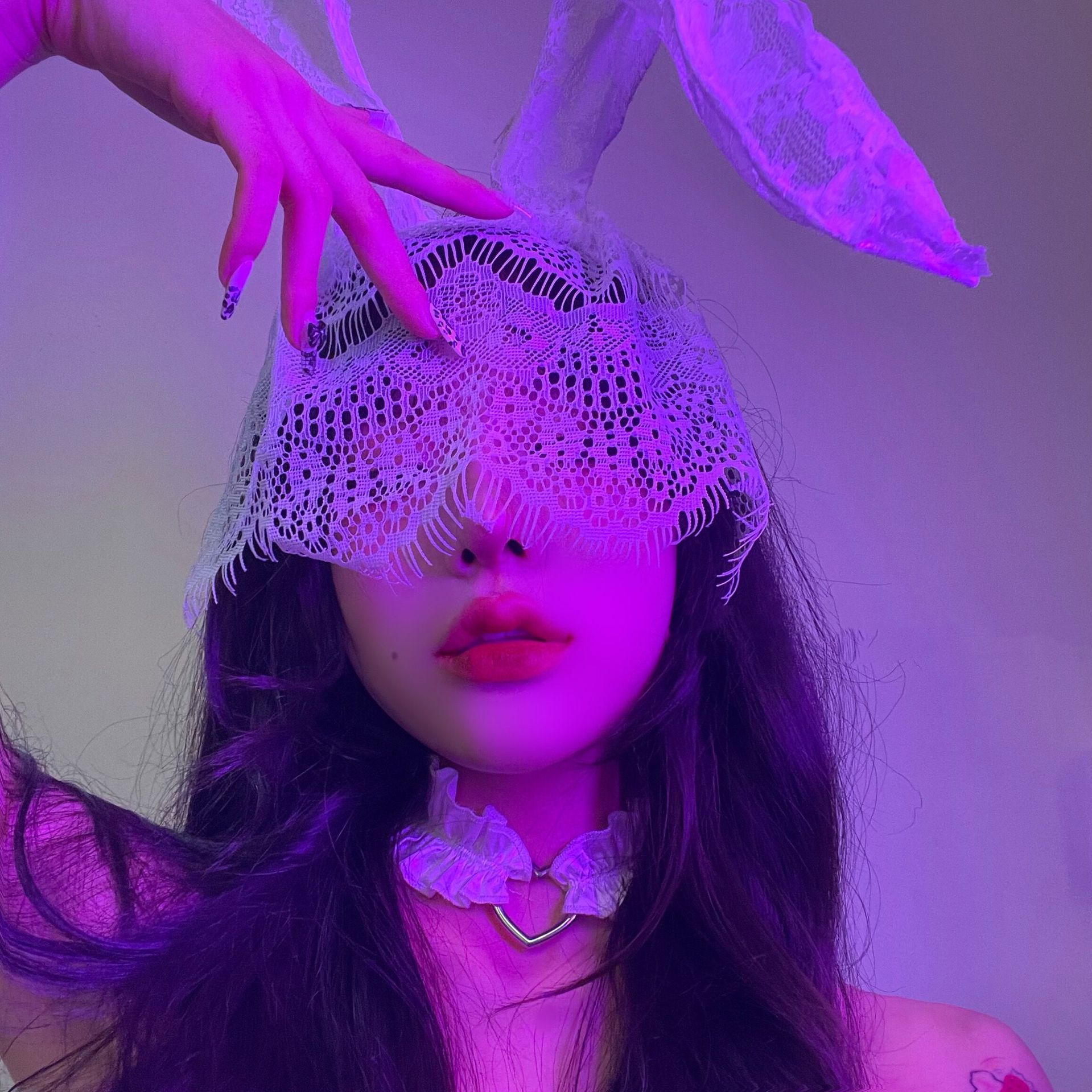 Black sexy cat's ears headband female lace face mask eye mask face covering gauze hairpin hair clip Halloween headwear