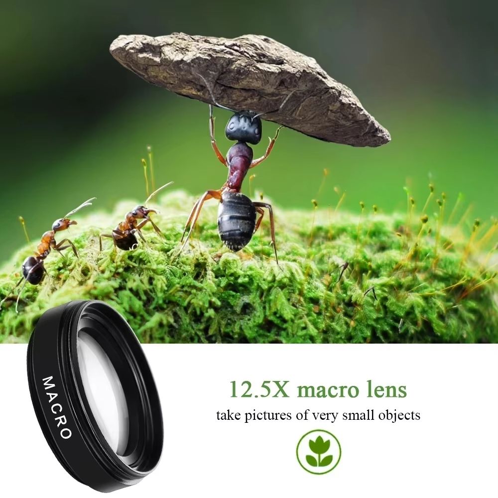 2 IN 1 Lens Universal Clip 37mm Mobile Phone Lens 0.45x 49uv Super Wide-Angle Macro HD Professional For All Smartphones