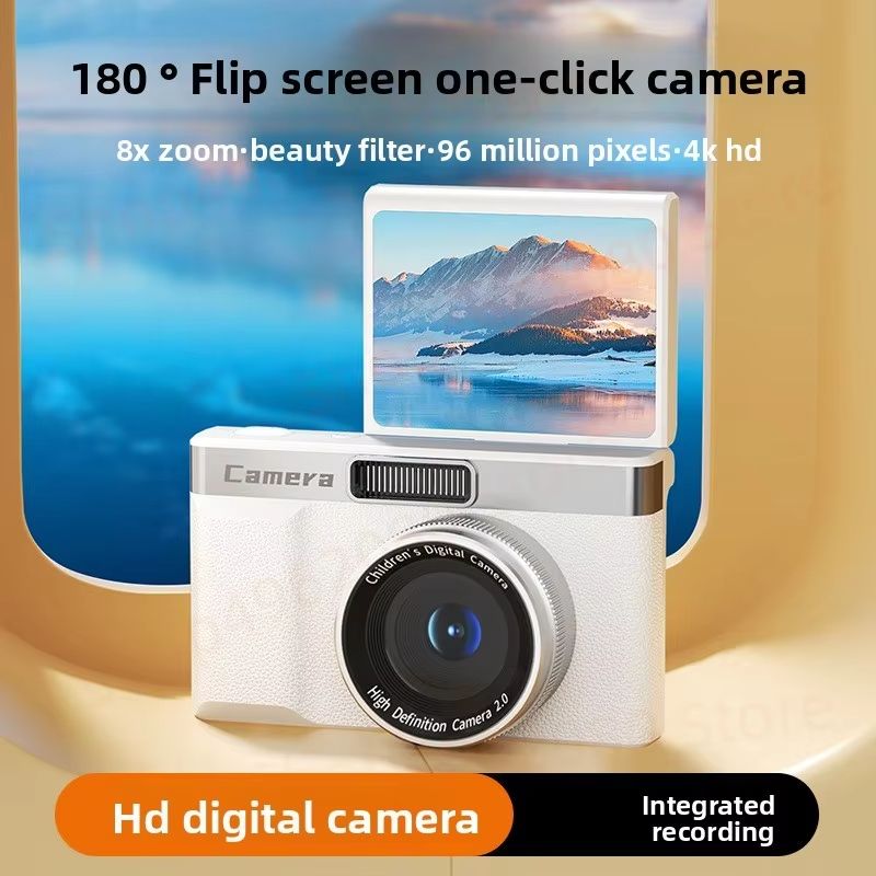 CCD Ultra HD Digital Camera 180° Flip Screen Cam 20MP Student Vlog for Campus 8x Zoom Ultra Light Selfie Digital Camcorder Gift