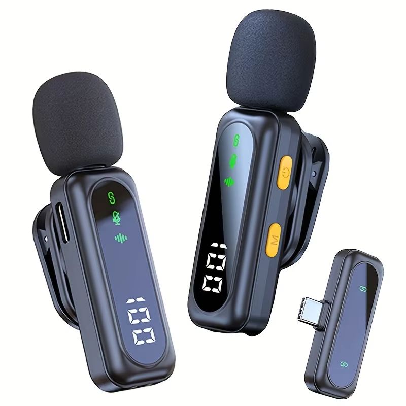 Professional Wireless Lavalier Microphone System with Intelligent Noise Cancellation Lapel Mic For Vlog&Interviews&Conferences