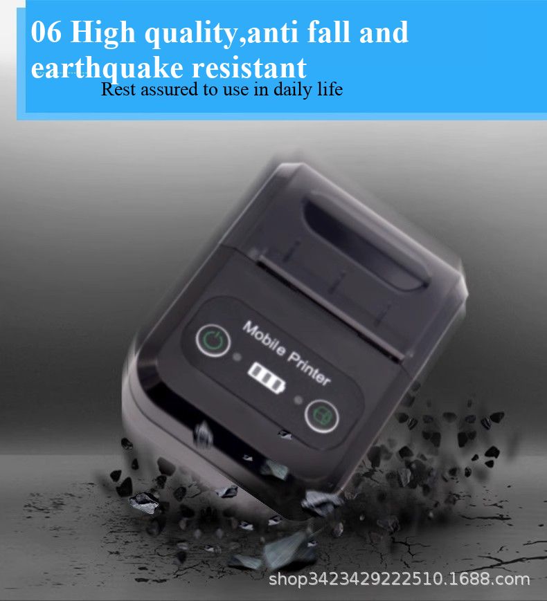 58mm small ticket portable thermal printer, micro handheld takeout order receiving cash register receipt Bluetooth printer