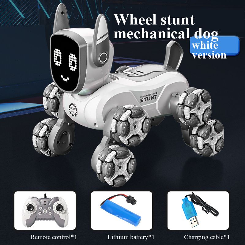 Toy Smart Children's Toy New Product Smart Voice Control Eight-Wheel Stunt Robot Dog Gesture Sensing Pink Remote Control Car Children's Programming Pet Toy