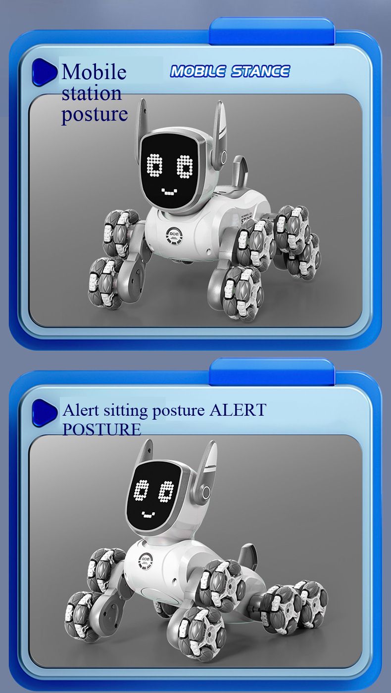 Toy Smart Children's Toy New Product Smart Voice Control Eight-Wheel Stunt Robot Dog Gesture Sensing Pink Remote Control Car Children's Programming Pet Toy