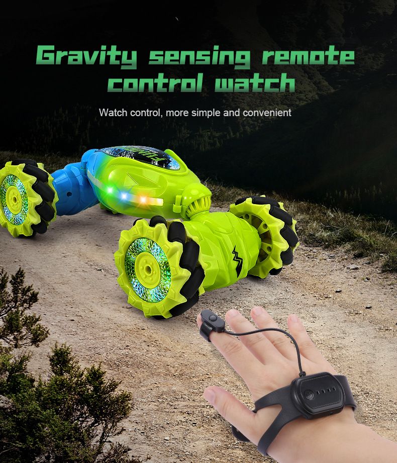 New remote-controlled stunt car with gesture sensing, twist-changing lights, music, stunts, climbing, drifting, and RC remote control toy car