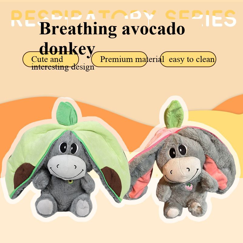 Toy breathing avocado strawberry donkey plush doll children's music doll figurine toy