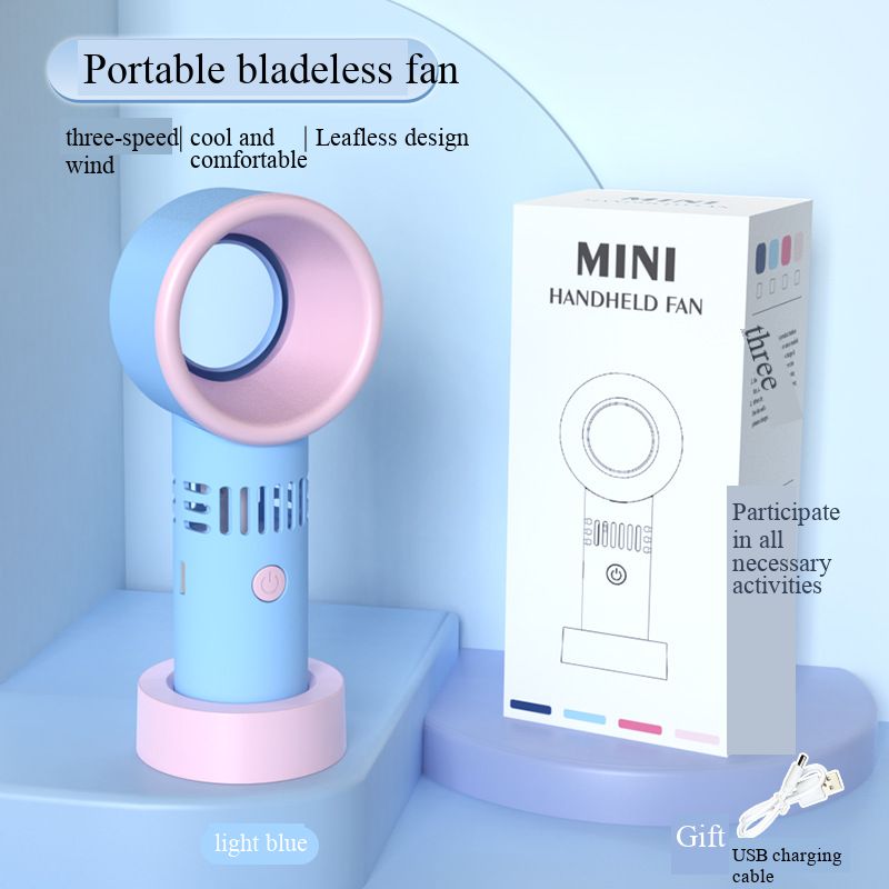 Handheld fan, bladeless fan, mini high-speed handheld USB charging portable desktop small fan, creative gift