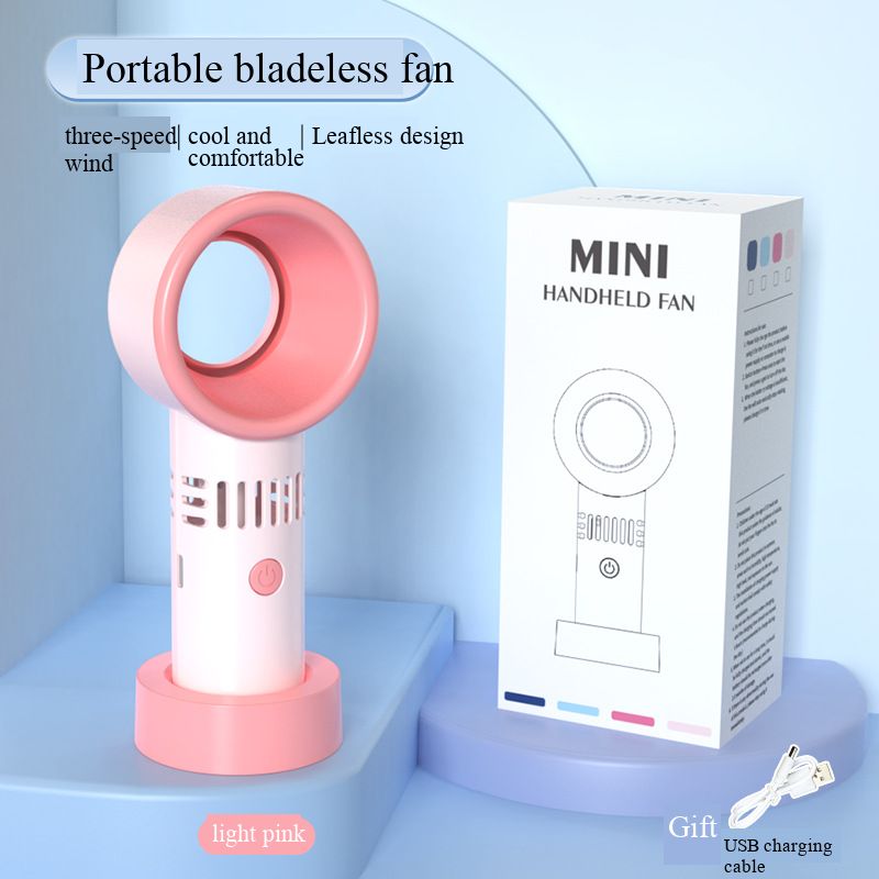 Handheld fan, bladeless fan, mini high-speed handheld USB charging portable desktop small fan, creative gift