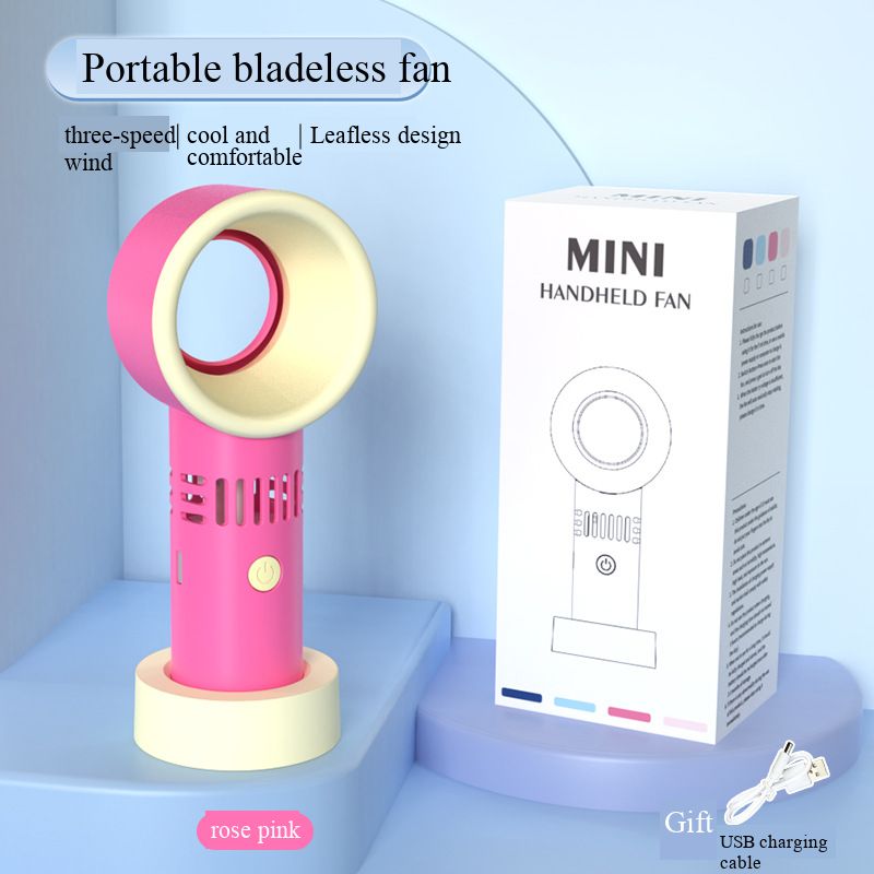 Handheld fan, bladeless fan, mini high-speed handheld USB charging portable desktop small fan, creative gift