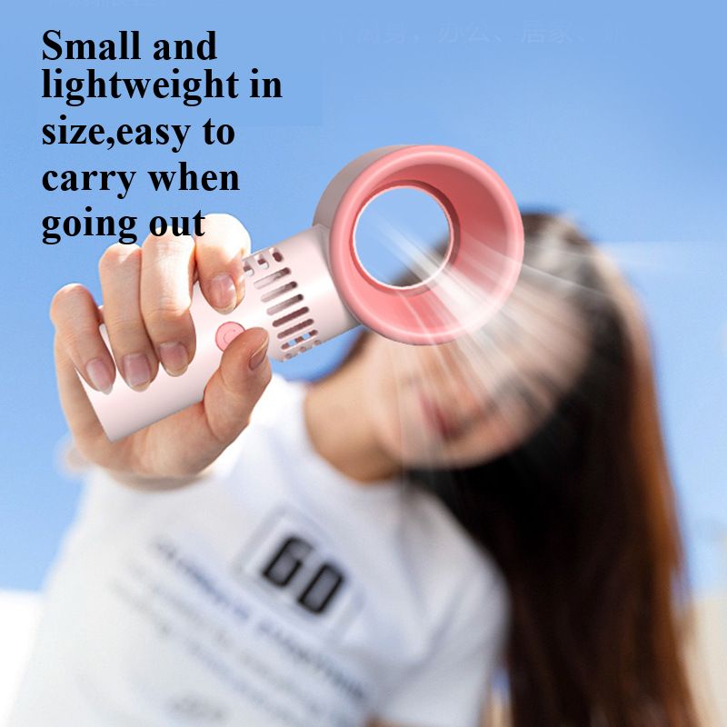 Handheld fan, bladeless fan, mini high-speed handheld USB charging portable desktop small fan, creative gift