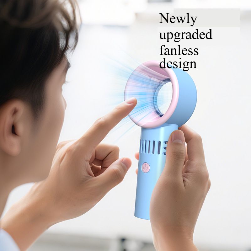 Handheld fan, bladeless fan, mini high-speed handheld USB charging portable desktop small fan, creative gift