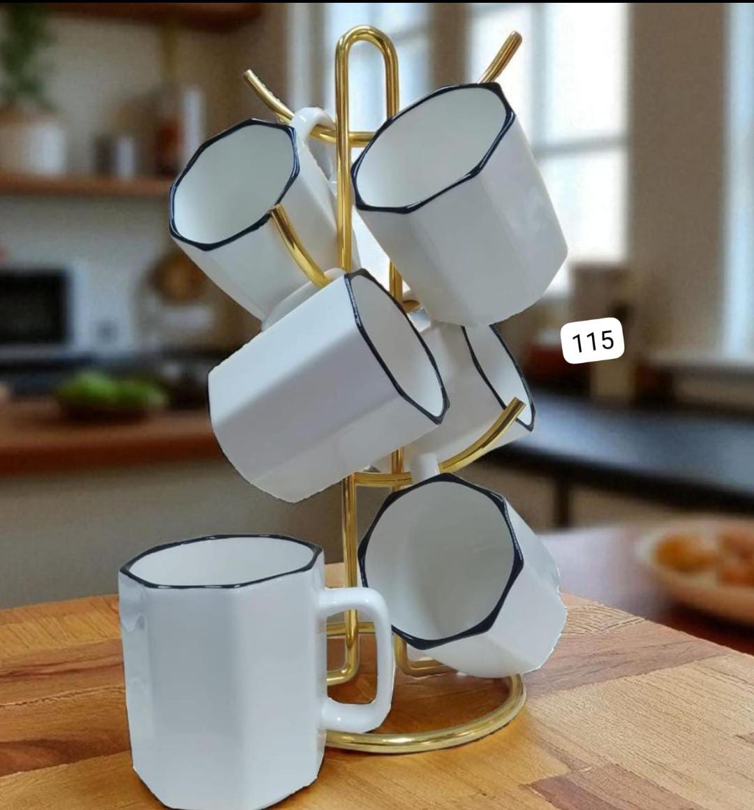 NEW INN🎇Ceramic Elegant Mugs/Cups For Tea/Coffee-Set(6pcs)🦋Classic design fit any kitchen style
Each mug in porcelain drinkware set of six is dishwasher safe for easy cleaning, 
Slim and small enoug
