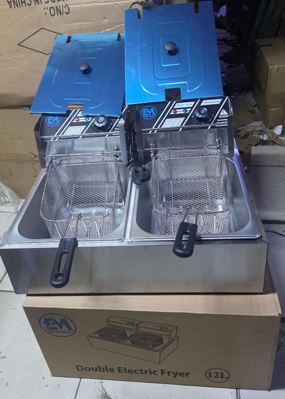 PRICE DROPPED🍠New inn double deep frier electromate 6 +6 lrs _12ltrs DOUBLE TANK Energy Efficient Double Electric Chips /Chicken /MANDAZIS Deep Fryer Machine📍Automatically stop heating reached the s