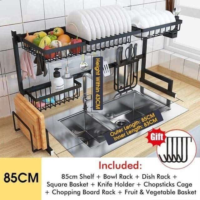 PRICE DROPPED🎇Mordern Over The Sink Dish Drying Rack 85cm in Length🦋Unique L Shaped Base Stand up and Four Suction Cups design, More Stable than the traditional H and U shaped.
Premium and durable m