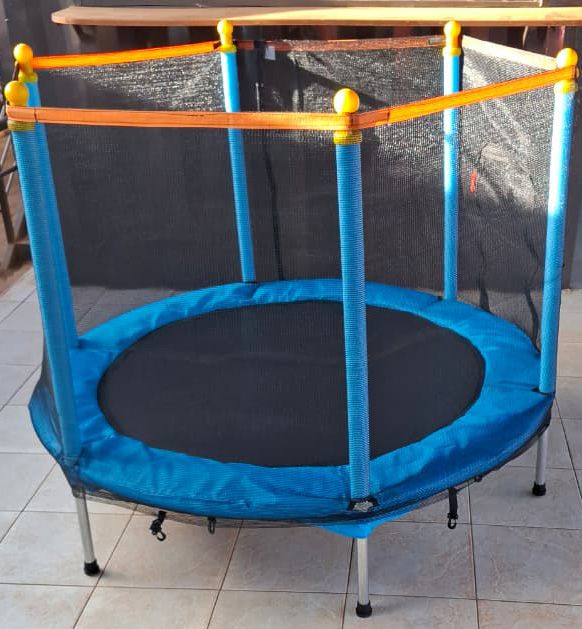 4 ft Kids Trampoline with Safety Net Plus Basketball, Hoop and Soft Pit Balls