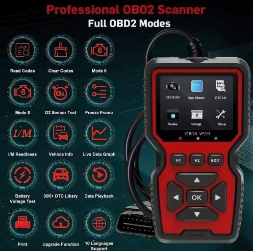 V519 OBD2 auto Diagnostic Scanner
The Diagnostic Scanner is a reliable and easy-to-use tool designed to help you identify and fix vehicle issues quickly. 
It scans and clears engine fault codes