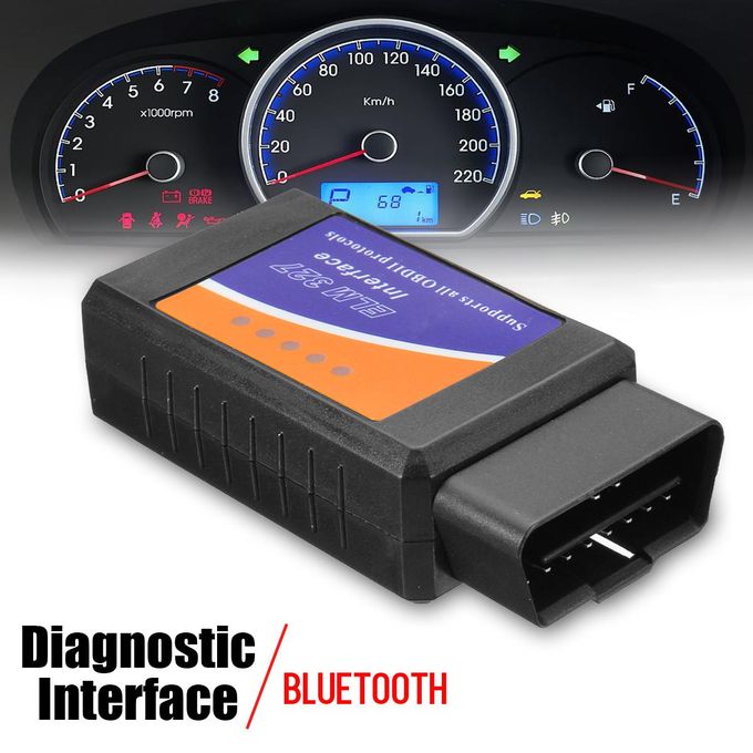 ELM327 OBD II Bluetooth Car Diagnostic Scanner
connects to your car and pairs with your smartphone, tablet, or PC via Bluetooth, allowing you  to easily read real-time car data, check fault codes
