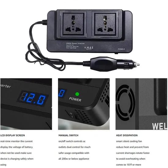200W Car Power Inverter With Double Ports
Stay powered anywhere on the road with the 200W Car Power Inverter. This compact and efficient inverter converts your car’s 12V DC power into 220V AC