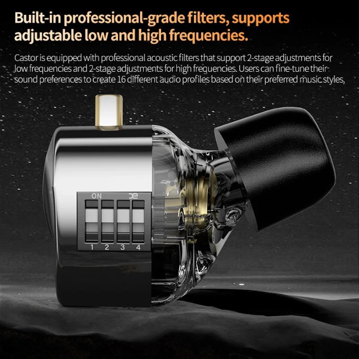 KZ Castor In-Ear Monitors with improved bass | no mic | Hybrid Driver IEMs | Hi-Fi Earphones | Detachable Cable | Professional Audio | Audiophile Earbuds | Studio Monitor Headphones