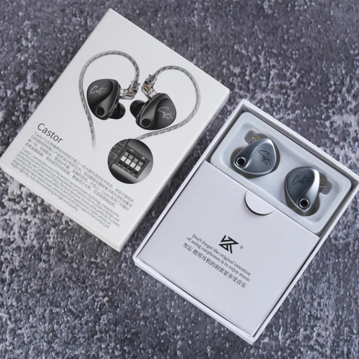 KZ Castor In-Ear Monitors with improved bass | no mic | Hybrid Driver IEMs | Hi-Fi Earphones | Detachable Cable | Professional Audio | Audiophile Earbuds | Studio Monitor Headphones