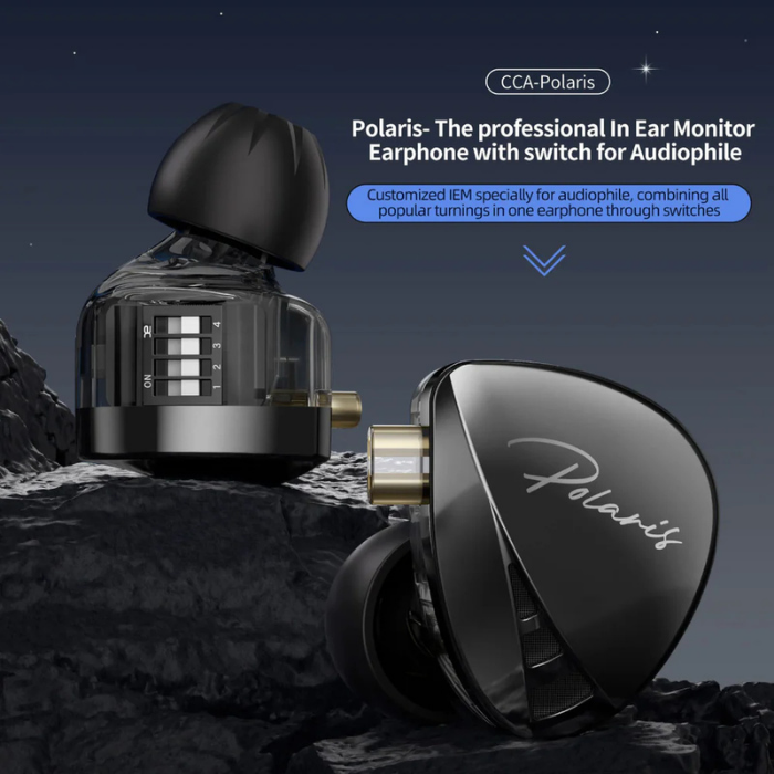 CCA Polaris Hybrid In-Ear Monitors | 1DD+6BA Drivers | Detachable 2-Pin Cable | HiFi IEM Earphones | Noise-Isolating Audiophile Headphones