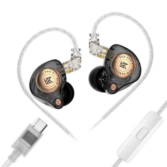 KZ EDX Pro 2 In-Ear Monitors (no mic) | Dynamic Driver IEMs | Hi-Fi Earphones | Detachable Cable | Professional Audio | Audiophile Earbuds | Studio Monitor Headphones